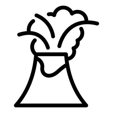 Vahşi volkan ikonu ana hat vektörü. Volkanik lav. Çapraz krater