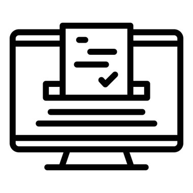 Oylama çevrimiçi kutu simgesi ana hatları vektörü. Oylar seçime. Dijital anket