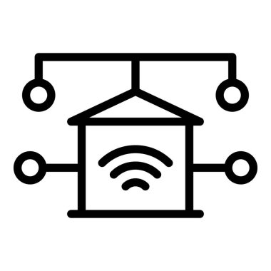 Kablosuz ağ ikonu ana hatları vektörü. Bilgisayar kalıyor. Ev sanal