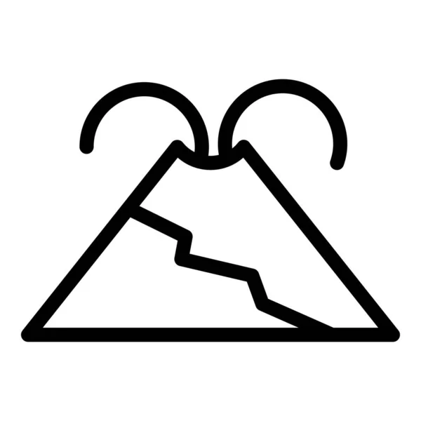 Вектор Контуру Піктограми Ash Lava Виверження Вулкана Пожежний Пейзаж — стоковий вектор