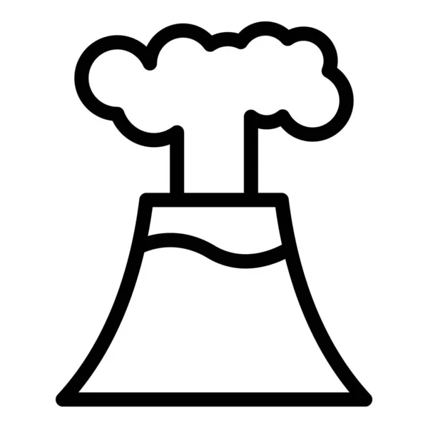 Volcan Explosion Icône Contour Vecteur Feu Lave Cross Île — Image vectorielle