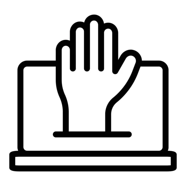Laptop Online Röst Ikon Skissera Vektor Valrörelse Politiskt Internet — Stock vektor
