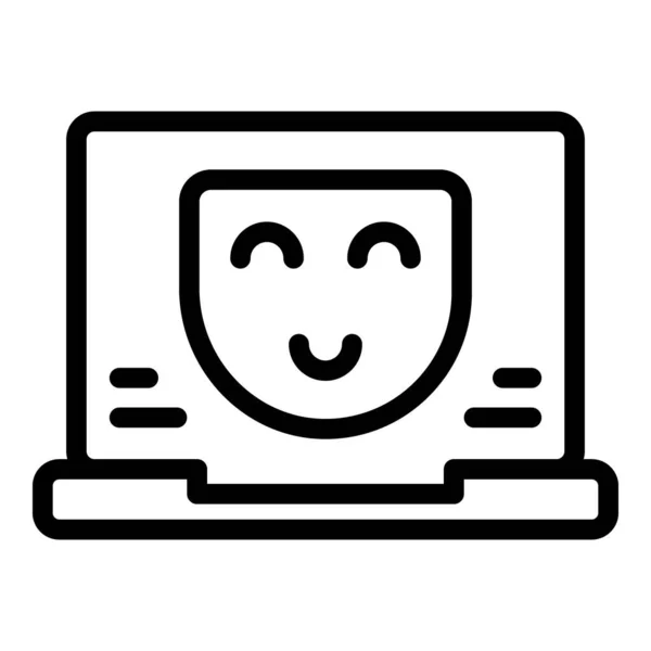 Laptop Mask Val Ikon Kontur Vektor Omröstning Digitala Opinionsundersökningar — Stock vektor
