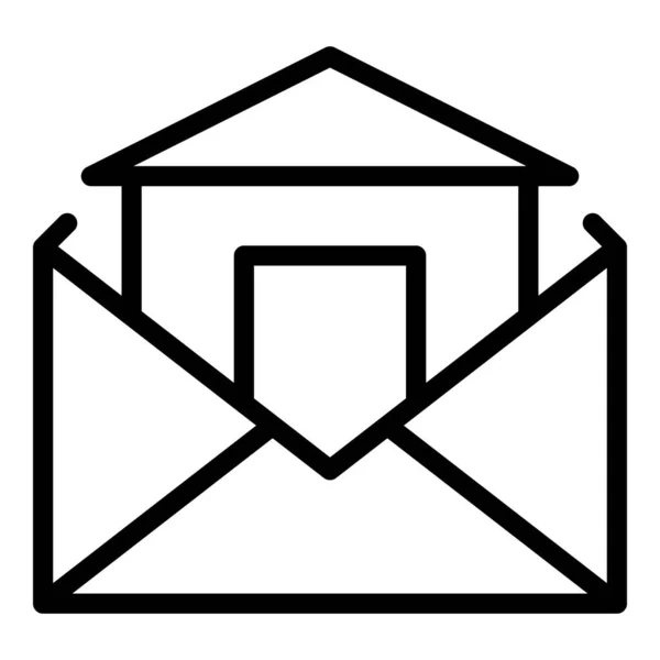 Home Mail Icône Contour Vecteur Éducation Réseau Réunion Équipe — Image vectorielle