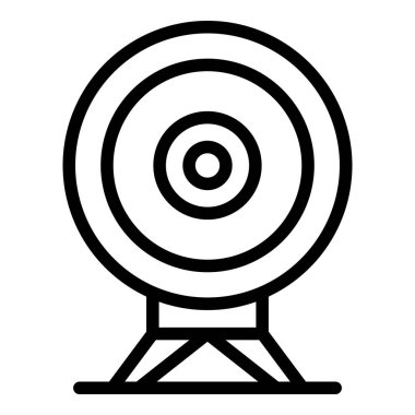 Çevrimiçi hedef simge ana hatları vektörü. İnsanlar çalışır. Bilgisayar Sanal