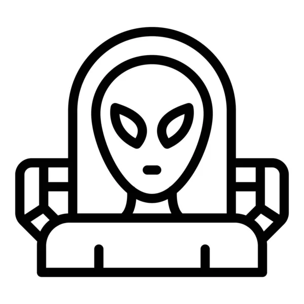 Astronauta Alienígena Ícone Contorno Vetor Monstro Espacial Planeta Bonito —  Vetores de Stock