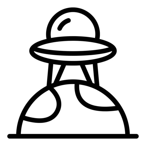Ufo Planet Icon Outline Vector Space Alien Spaceship Game — Stock Vector