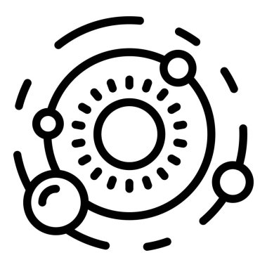 Güneş sistemi simgesi dış hat vektörü. Uzaylı. Roket komik