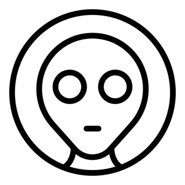 Uzaylı simgesi ana hat vektörü. Uzay ufosu. Canavar çizgi romanı