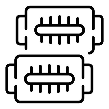 Ustura çeliği ikon ana hat vektörü. Berber kesimi. Salon bakımı