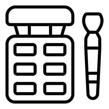 Boya fırçası kipi simgesi ana hatları vektörü. Makyaj fırçası. Kozmetik aracı