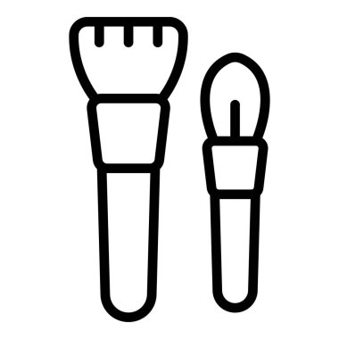 Yüz fırçası ikon ana hatları vektörü. Makyaj malzemesi. Göz aracı