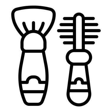 Profesyonel kit simgesi ana hatları vektörü. Makyaj fırçası. Makyaj