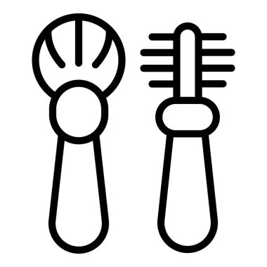 Profesyonel göz fırçası ikonu ana hatları vektörü. Makyaj malzemesi. Kızarma aracı