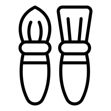 Yüz fırçası ikonu ana hatlarını çiz. Makyaj malzemesi. Göz aracı