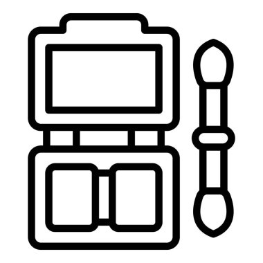 Kaş fırçası ikon ana hatları vektörü. Makyaj malzemesi. Bulanık gölge