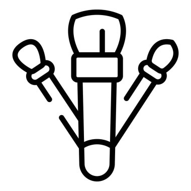 Fırça aracı simgesi dış hat vektörü. Makyaj malzemesi. Göz farı kızarması