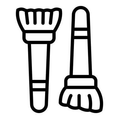 Makyaj simgesi dış hat vektörü. Makyaj fırçası. Kozmetik aracı