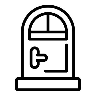 Ev kapısı simgesi ana hat vektörü değiştiriliyor. Duvar dekorasyonu. Ev servisi