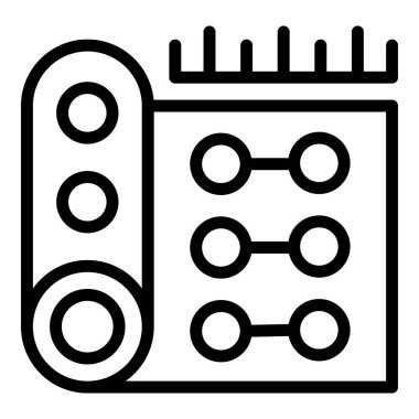 Halı ikonu ana hatları vektörü değiştiriliyor. Poster tamiri. Ev tasarımı