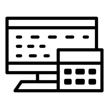 Otomatik simge ana hatları vektörü. Ekran para birimi. Çıkış kaydı.