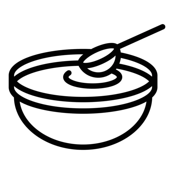 Soupe Soja Icône Contour Vecteur Soja Végétal Légumineuses Boire — Image vectorielle