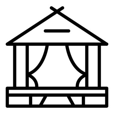 Sahil evi ikonu ana hat vektörü. Oyun kulübesi. Kulübe Ormanı