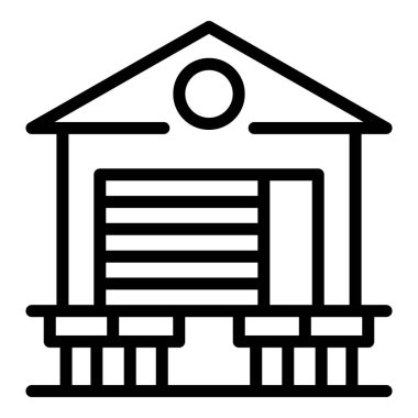 Su evi ikonu ana hat vektörü. Orman kulübesi. Sahil evi