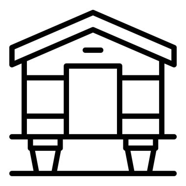 Ev bungalovu ikonu ana hat vektörü. Kulübe. Plaj bataklığı