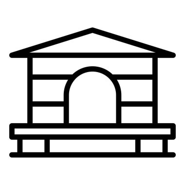 Yazlık ahşap ev ikonu ana hat vektörü. Orman kulübesi. Ada evi
