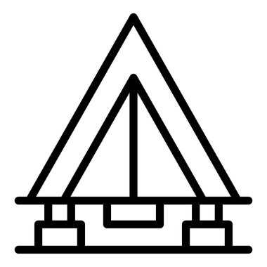 Tropikal villa ikonu ana hat vektörü. Kulübe. Plaj bataklığı