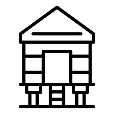 Tropikal villa ikonu ana hat vektörü. Orman kulübesi. Plaj bataklığı