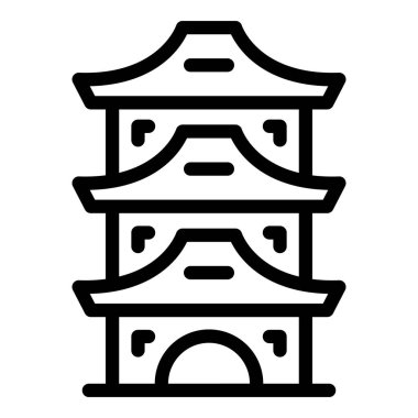 Çin pagoda ikonu ana hat vektörü. Çin binası. Eski saray