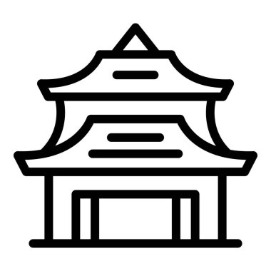Asya pagoda simgesi ana hat vektörü. Çin binası. Tapınak evi
