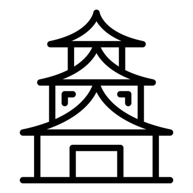 Pagoda Tapınağı ikonu ana hat vektörü. Çin binası. Asya evi