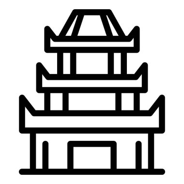 Antik pagoda simgesi ana hat vektörü. Çin binası. Ev tapınağı