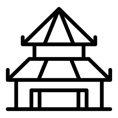 Mimari pagoda ikon ana hatları vektörü. Çin binası. Ev tapınağı