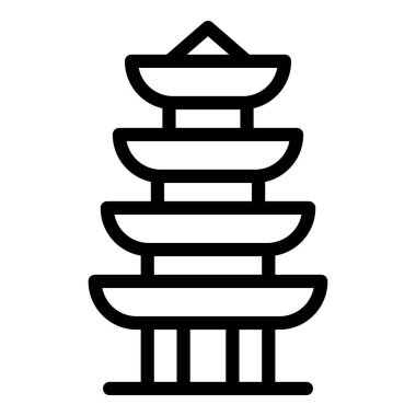 Çatı simgesi ana hat vektörü. Çin binası. Asya evi