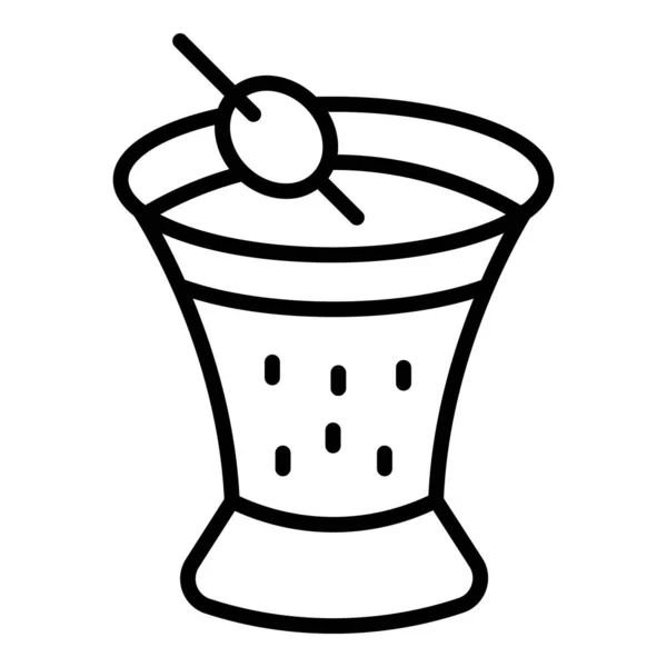 Icône Cocktail Olive Vecteur Contour Nourriture Vierge Extra — Image vectorielle