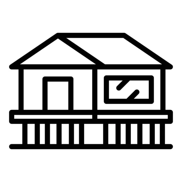 别墅图标轮廓矢量 森林小屋 房子的门阶 — 图库矢量图片