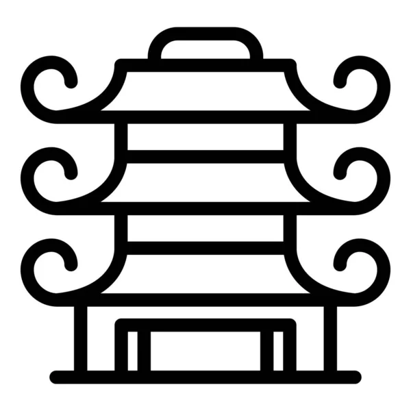 Çin Pagoda Ikonu Ana Hat Vektörü Çin Binası Asya Evi — Stok Vektör
