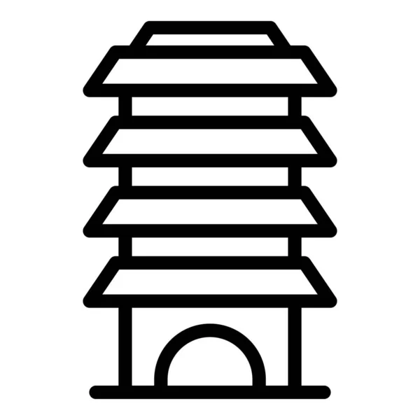 Pagoda Byggnad Ikon Kontur Vektor Kinahuset Japanskt Palats — Stock vektor