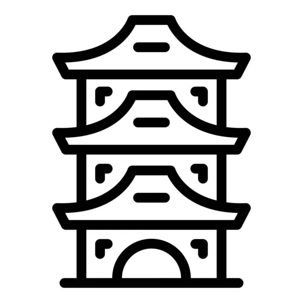 中国の塔のアイコンの輪郭ベクトル 中国の建物 古代宮殿 — ストックベクタ