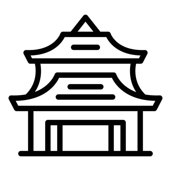 Asiatisk Pagoda Ikon Kontur Vektor Kinesisk Byggnad Tempelhus — Stock vektor