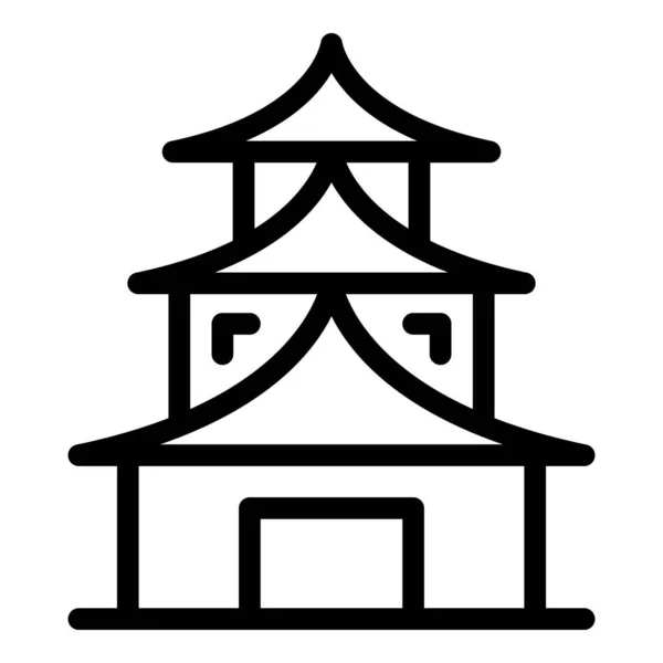 Pagoda Tempel Ikon Kontur Vektor Kinesisk Byggnad Asiatiskt Hus — Stock vektor