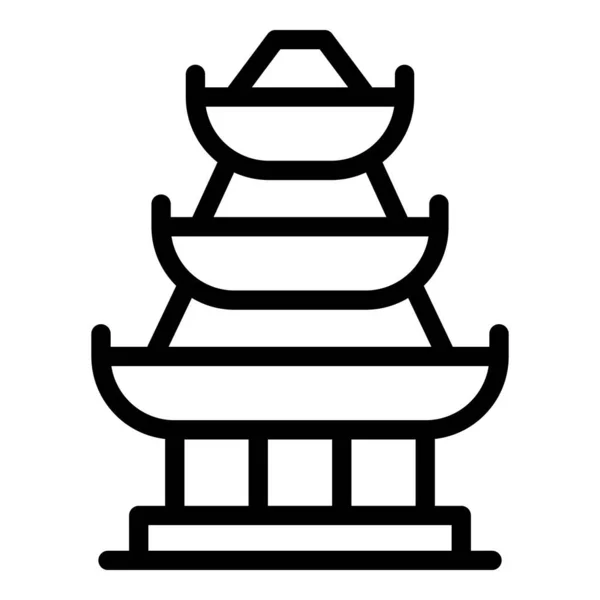 Japanse Pagode Icoon Omtrek Vector China Gebouw Huis Tempel — Stockvector