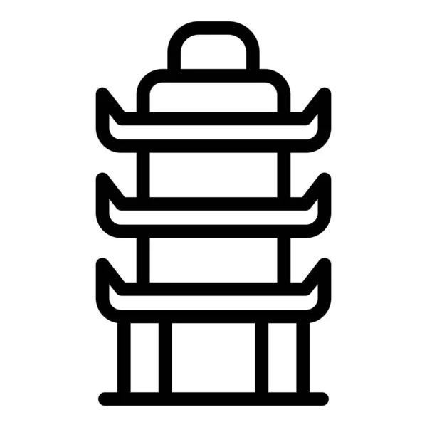 Pałacowa Ikona Pagody Zarys Wektora Chiński Budynek Świątynia Starożytna — Wektor stockowy