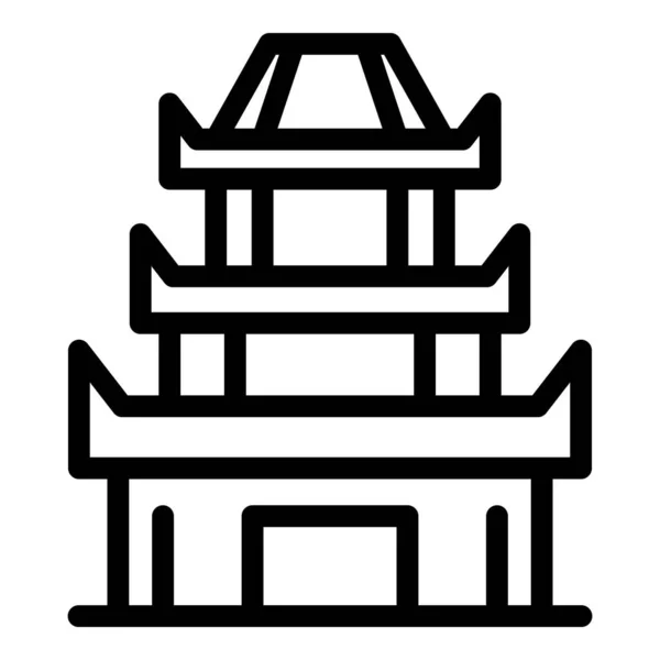 Antiguo Vector Contorno Icono Pagoda Edificio Chino Templo Casa — Archivo Imágenes Vectoriales