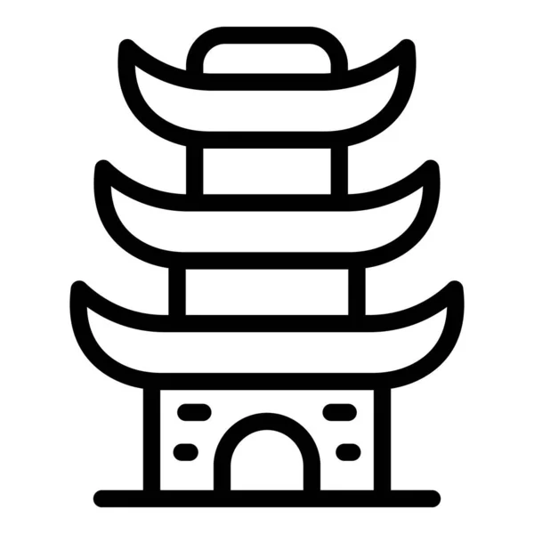 Ciudad Pagoda Icono Contorno Vector Casa China Palacio Japón — Vector de stock