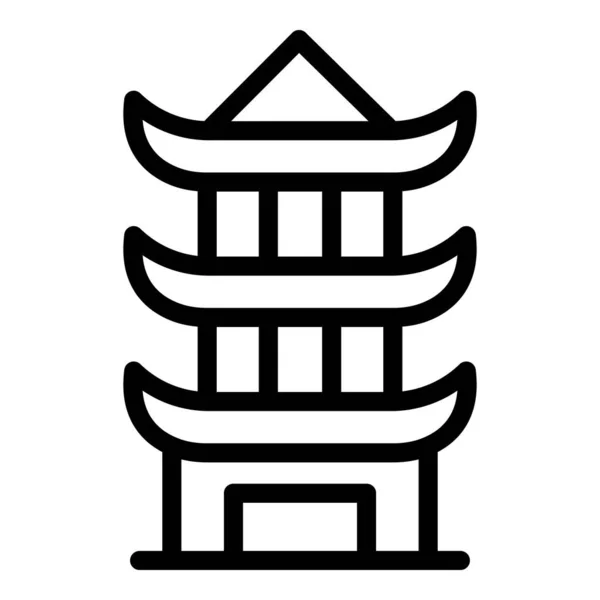 Koreansk Pagoda Ikon Konturvektor Kinesisk Byggnad Gamla Palatset — Stock vektor